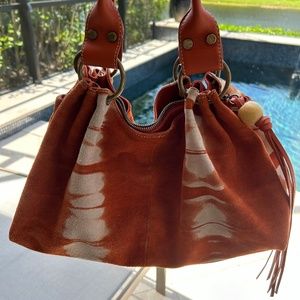 Elisa Athenians Suede & Leather Tiedye Design Shoulder Bag